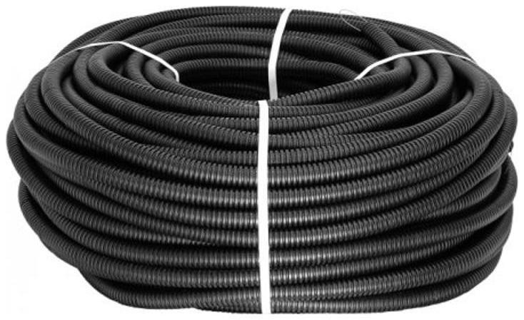 EKF tpnd-40-t Труба ПНД гибкая гофр. d40мм, тяжёлая с протяжкой, 25м, цвет черный PROxima [в упаковке 25, цена за 1 м]