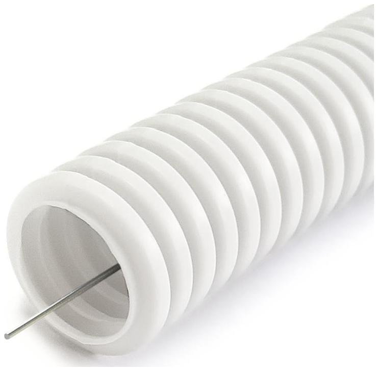 Промрукав PR02.0397 Труба гофрированная ПЛЛ тяжелая с/з d16 мм (50м/уп) безгалогенная (HF) негорючая (НГ) белая [в упаковке 50, цена за 1 м]