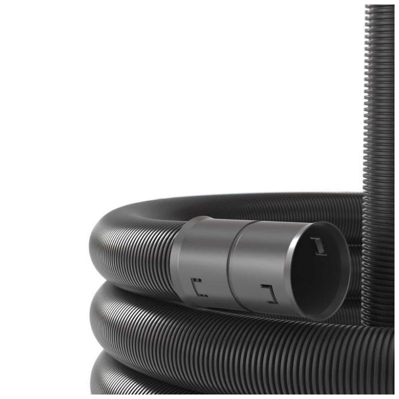 DKC 151963100 Двустенная труба ПНД гибкая для открытой прокладки д.63мм, SN13, ПВ-0,УФ, с протяжкой, в бухте 100м, цвет черный [в упаковке 100, цена за 1 м]