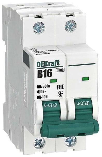 DEKraft 12225DEK Выключатель автоматический модульный 2п B 16А 6кА ВА-103