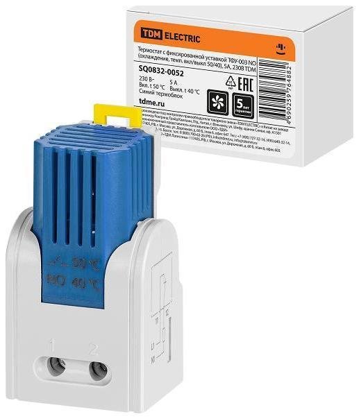 TDM electric SQ0832-0052 Термостат с фиксированной уставкой ТФУ-003 NО (охлаждение, темп. вкл/выкл 50/40), 5 А, 230 В