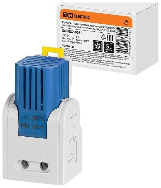 TDM electric SQ0832-0053 Термостат с фиксированной уставкой ТФУ-004 NО (охлаждение, темп. вкл/выкл 60/50), 5 А, 230 В