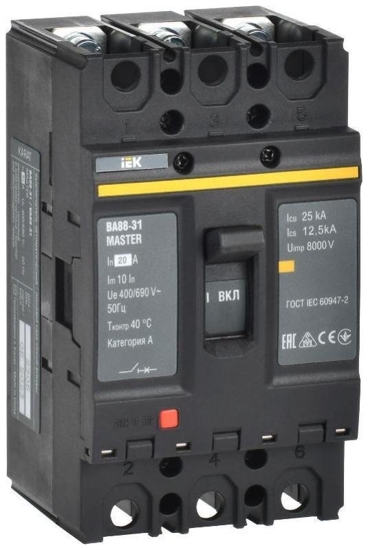 IEK SVA00-3-0020-02 Выключатель автоматический ВА88-31 3Р 20А 25кА MASTER