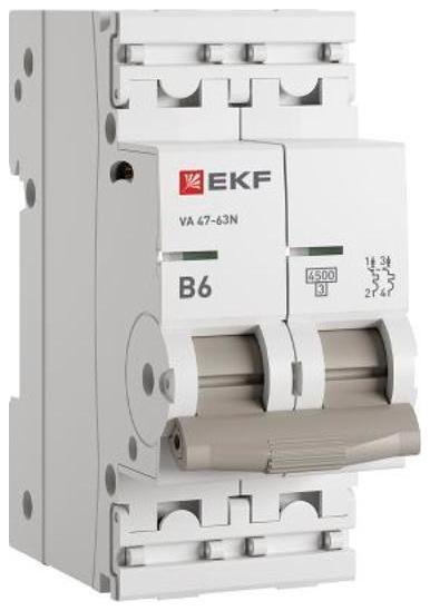 EKF M634206B Выключатель автоматический ВА 47-63N 2P 6А (В) 4,5 кА PROXIMA