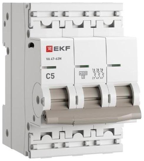 EKF M634305C Выключатель автоматический ВА 47-63N 3P 5А (C) 4,5 кА PROXIMA