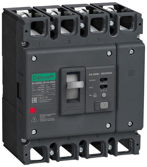 DEKraft 28541DEK Силовой авт. выкл. ВА-303Rc Inst 3P 125А 50кА 100/300/500мА