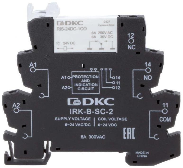 DKC IRK-24UC-1CO Реле интерфейсное, 1CO, ком. ток 6А, AgSnO2, напряжение 24V AC/DC, винтовые клеммы. [в упаковке 20, цена за 1 шт]