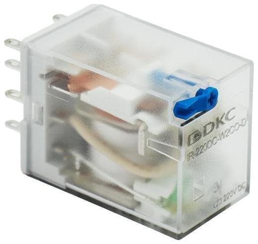 DKC IR-220DC-W2CO-D Реле миниатюрное промышленное общего назначения c норм. срабатыванием 0,6UN, 2CO, ком. ток 12А, AgSnO2, напряжение 220V DC, опция: тест-кнопка+светоди [в упаковке 20, цена за 1 шт]