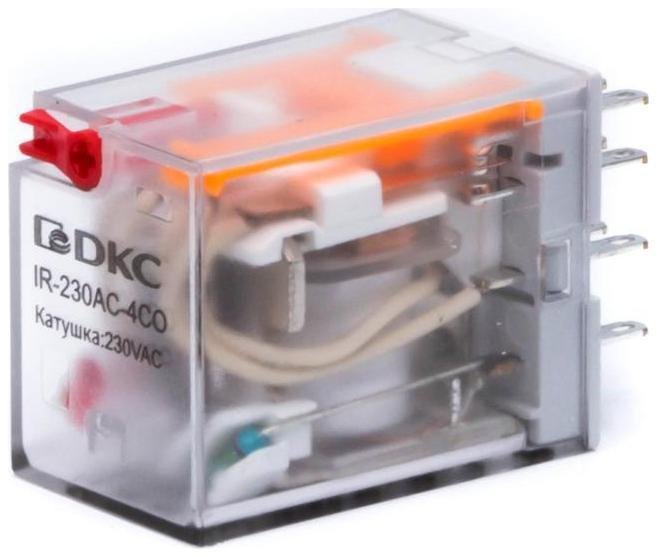 DKC IR-12AC-4CO-D Реле миниатюрное промышленное общего назначения, 4CO, ком. ток 6А, AgSnO2, напряжение 12V AC, опция: тест-кнопка+светодиод [в упаковке 20, цена за 1 шт]