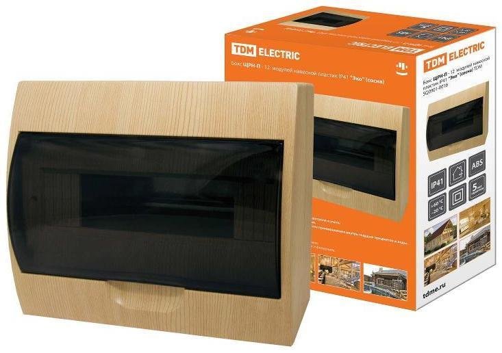 TDM electric SQ0901-0016 Бокс пластиковый навесной ЩРН-П-12 модулей IP41 "Эко" (сосна)