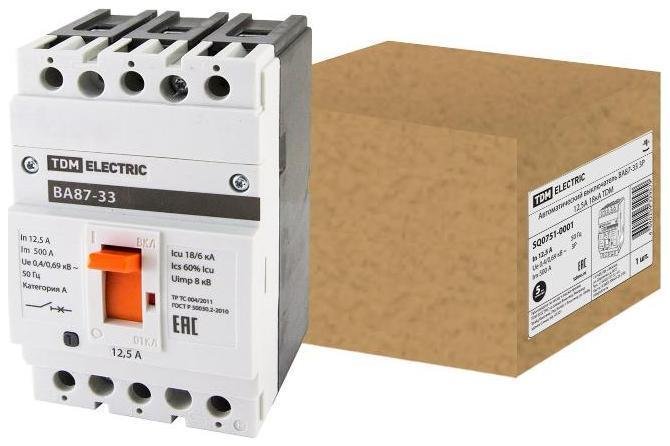 TDM electric SQ0751-0001 Автоматический выключатель ВА87-33 3Р 12,5А 18кА