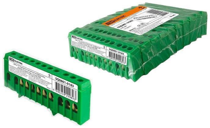 TDM electric SQ0801-0183 Шина "N" нулевая в изоляторе на DIN-рейку 6x9мм 12 групп инд. стикер [в упаковке 10, цена за 1 шт]