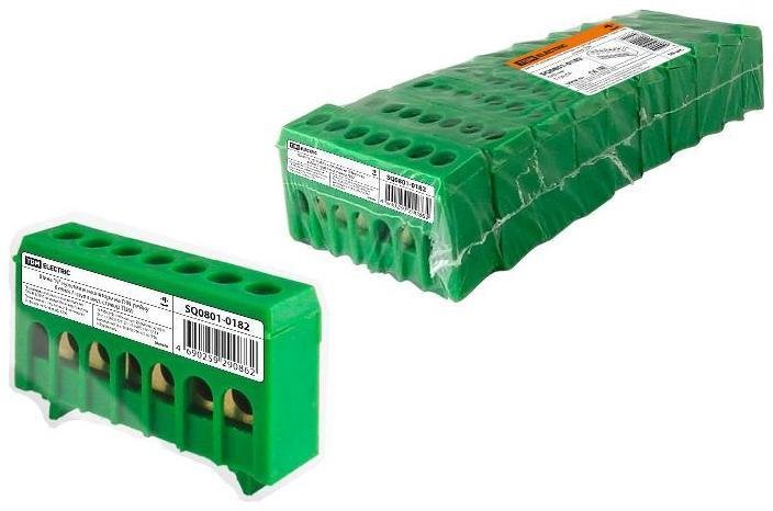 TDM electric SQ0801-0182 Шина "N" нулевая в изоляторе на DIN-рейку 6x9мм 7 групп инд. стикер [в упаковке 10, цена за 1 шт]