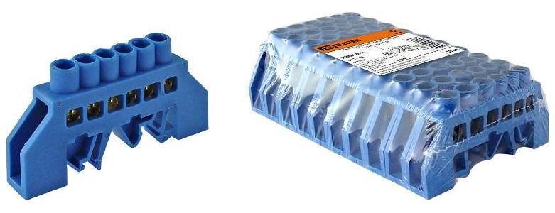 TDM electric SQ0801-0076 Шина "N" нулевая в изоляторе на DIN-рейку 8x12мм 6 групп [в упаковке 10, цена за 1 шт]