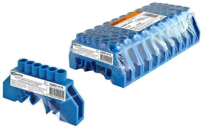 TDM electric SQ0801-0176 Шина "N" нулевая в изоляторе на DIN-рейку 8x12мм 6 групп инд. стикер [в упаковке 20, цена за 1 шт]
