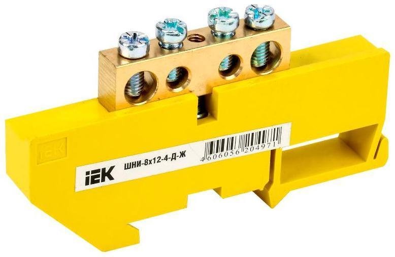 IEK YNN10-812-4D-K05 Шина PE "земля" на DIN-изоляторе ШНИ-8х12-4-Д-Ж [в упаковке 20, цена за 1 шт]