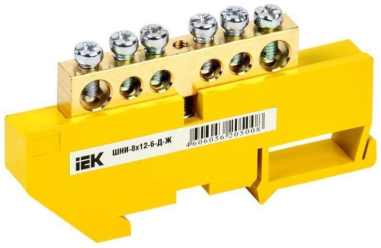 IEK YNN10-812-6D-K05 Шина PE "земля" на DIN-изоляторе ШНИ-8х12-6-Д-Ж [в упаковке 20, цена за 1 шт]