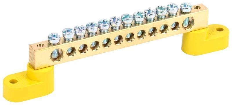 IEK YNN10-812-12C2-K05 Шина PE земля на 2-угловых изоляторах ШНИ-8х12-12-У2-Ж [в упаковке 10, цена за 1 шт]