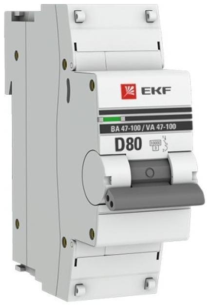 EKF mcb47100-1-80D-pro Выключатель автоматический однополюсный ВА 47-100 80А D 10кА PROxima