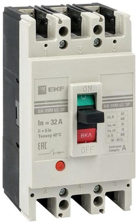EKF mccb99-3P5In63-32m Выключатель автоматический ВА-99М 63/32А 3P 5In 25кА PROxima [в упаковке 6, цена за 1 шт]