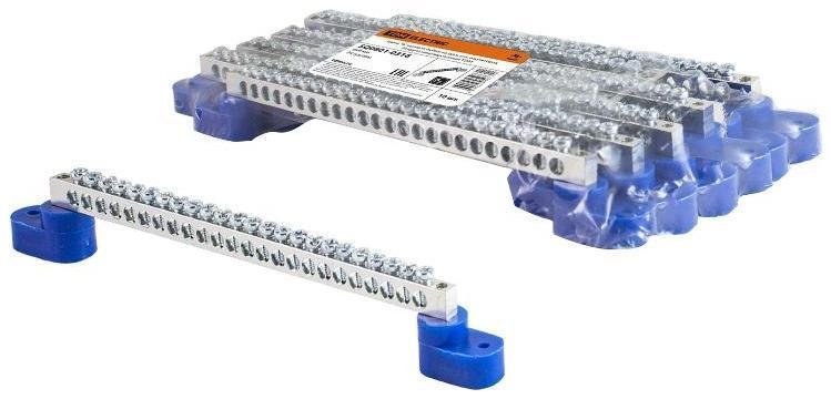 TDM electric SQ0801-0316 Шина "N" нулевая 6х9мм на двух угл. изоляторах 24 групп никелированная [в упаковке 10, цена за 1 шт]
