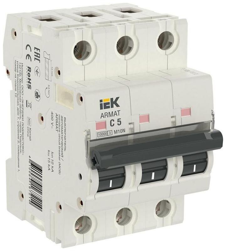 IEK AR-M10N-3-C005 Выключатель автоматический трехполюсный M10N 3P C 5А 10кА ARMAT