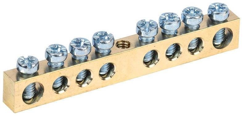 Rexant 11-2372 Шина PEN "земля-ноль" 6х9 мм 8/1 (8 групп/крепеж по центру)