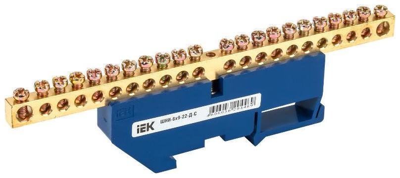 IEK YNN10-69-22D-K07 Шина N "ноль" на DIN-изол ШНИ-6х9-22-Д-С [в упаковке 20, цена за 1 шт]