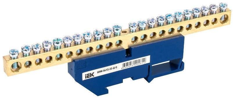IEK YNN10-812-22D-K07 Шина N "ноль" на DIN-изоляторе ШНИ-8х12-22-Д-С [в упаковке 20, цена за 1 шт]