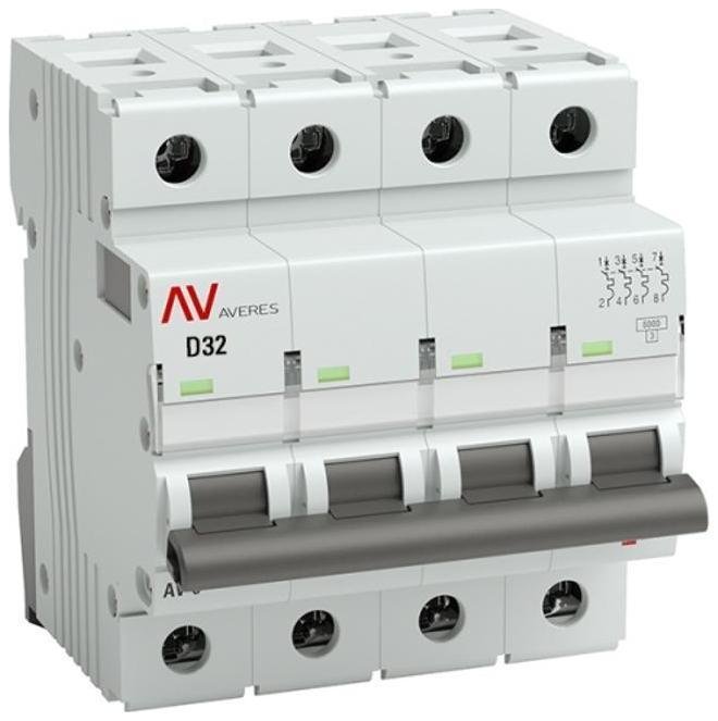 EKF mcb6-4-32D-av Выключатель автоматический четырехполюсный AV-6 32А D 6кА AVERES