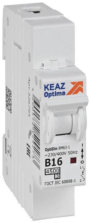 КЭАЗ 329501 Выключатель автоматический однополюсный OptiDin BM63-1B16-4,5-УХЛ3 [в упаковке 12, цена за 1 шт]