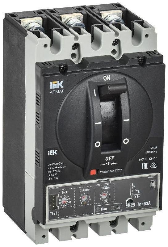 IEK AR-MCCB-3A-050-0063A-ELSC ARMAT Авт. выкл. лит. корпус 3P A 50кА 63А эл. станд