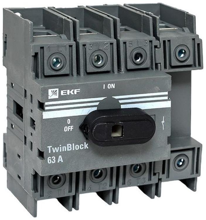 EKF tb-63-4p-f Рубильник 63A 4P c рукояткой управления для прямой установки TwinBlock