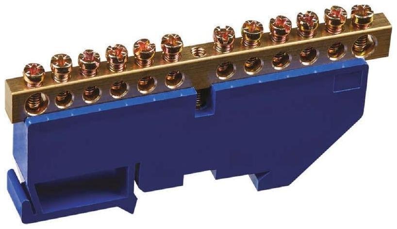 Промрукав PR08.28954 Шина "N" нулевая 6х9мм 12/1 (12 групп/крепеж по центру) с изолятором на DIN-рейку (20 шт/уп) [в упаковке 20, цена за 1 шт]