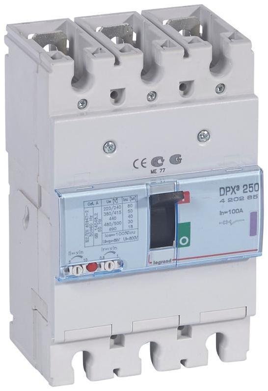 Legrand 420265 Автоматический выключатель DPX3 250 - термомагнитный расцепитель - 50 кА - 400 В" - 3П - 100 А