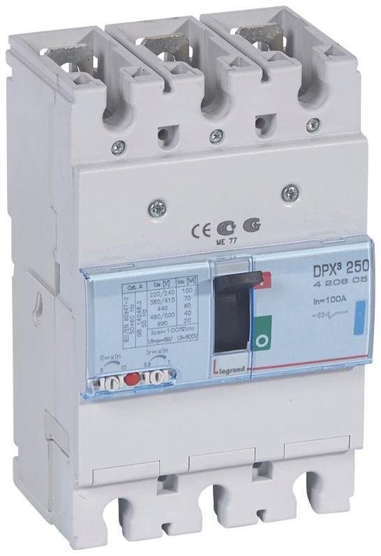 Legrand 420605 Автоматический выключатель DPX3 250 - термомагнитный расцепитель - 70 кА - 400 В" - 3П - 100 А