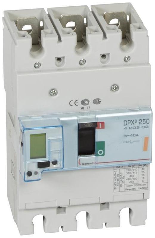 Legrand 420302 Автоматический выключатель DPX3 250 - эл. расц. - 25 кА - 400 В" - 3П - 40 А