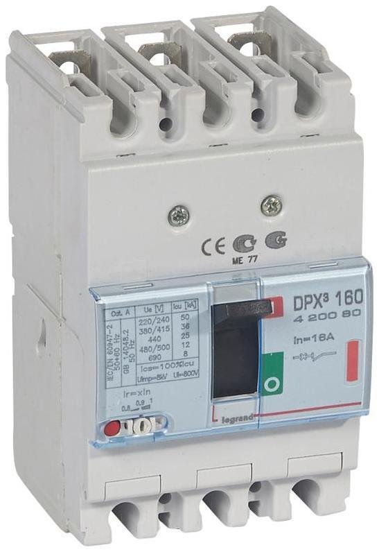 Legrand 420080 Автоматический выключатель DPX3 160 термомагнитный расцепитель 36кА 400В 3П 16А