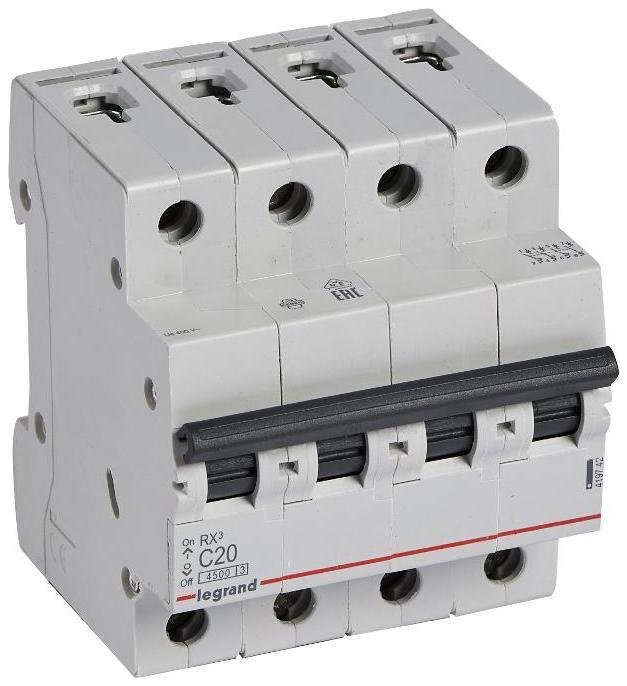 Legrand 419742 Выключатель автоматический четырехполюсный RX3 4500 20А C 4,5кА