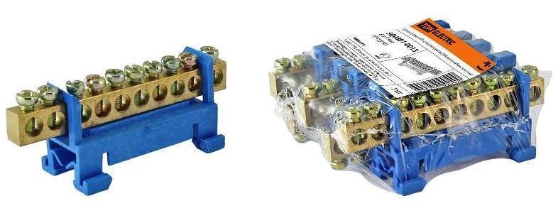TDM electric SQ0801-0013 Шина "N" нулевая с изолятором на DIN-рейку 6x9мм стойка мал. 10 групп [в упаковке 5, цена за 1 шт]