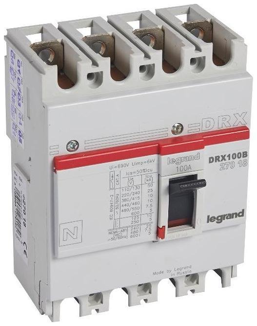 Legrand 027018 DRX125 термомагнитный 100A 4П 10KA