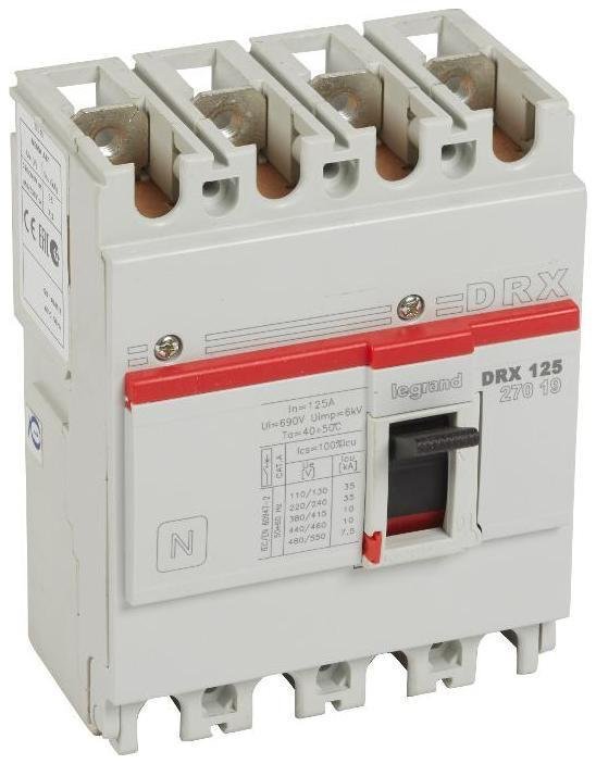 Legrand 027019 DRX125 термомагнитный 125A 4П 10KA