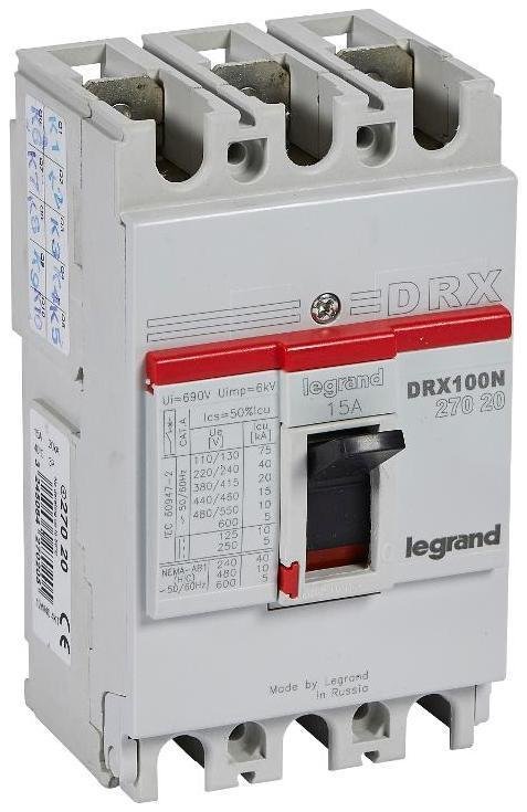 Legrand 027020 DRX125 термомагнитный 15A 3П 20KA