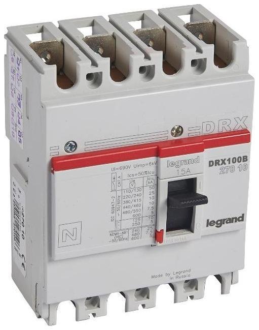 Legrand 027010 DRX125 термомагнитный 15A 4П 10KA