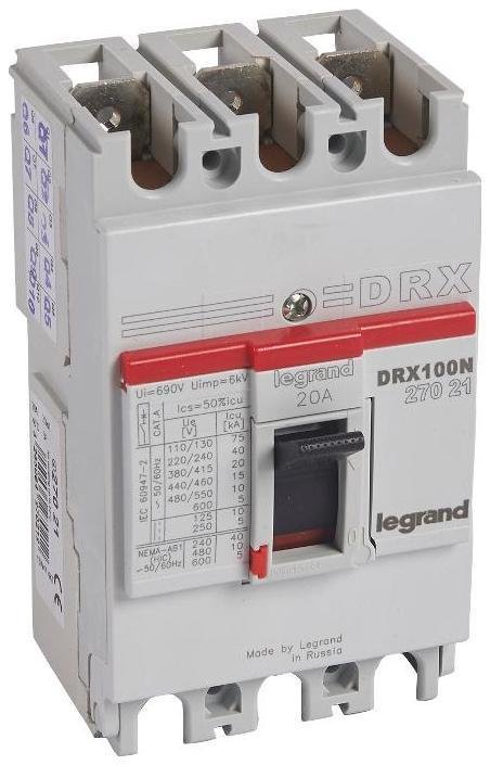 Legrand 027021 DRX125 термомагнитный 20A 3П 20KA