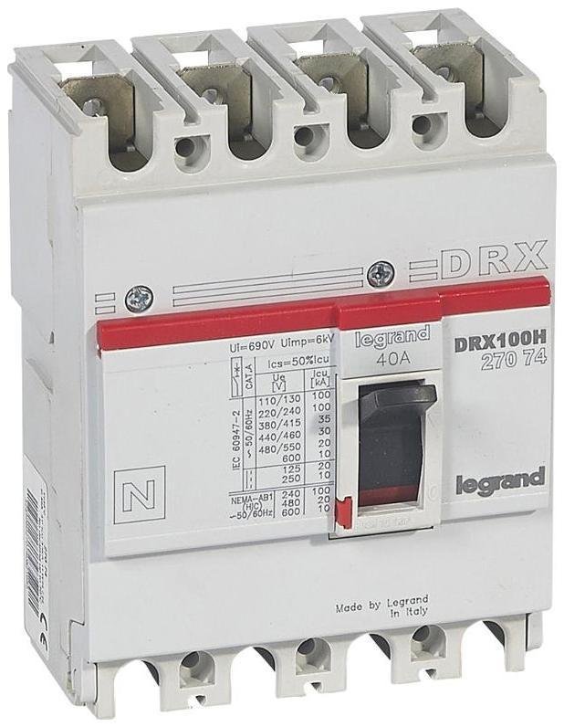 Legrand 027074 DRX125 термомагнитный 40A 4П 36KA