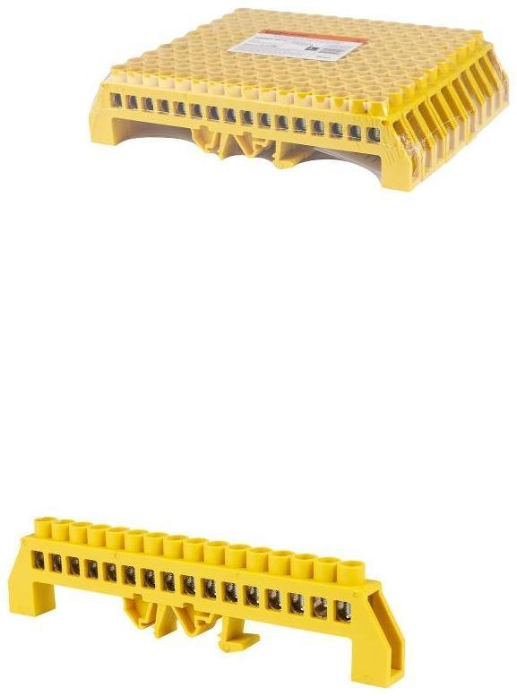 TDM electric SQ0801-0219 Шина "PE" "земля" в желтом изоляторе на DIN-рейку 8x12мм 16 групп [в упаковке 10, цена за 1 шт]
