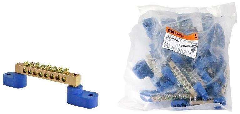 TDM electric SQ0801-0034 Шина "N" нулевая 6х9мм на двух угл. изоляторах 8 групп [в упаковке 20, цена за 1 шт]