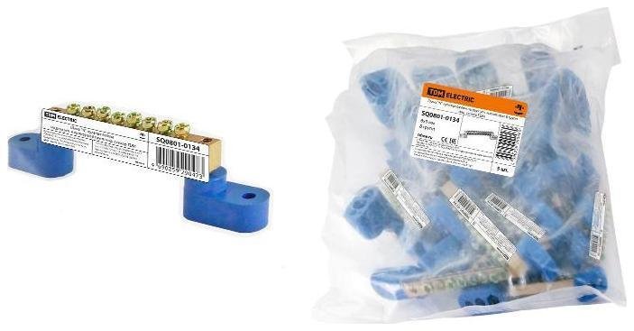 TDM electric SQ0801-0134 Шина "N" нулевая 6х9мм на двух угл. изоляторах 8 групп инд. стикер [в упаковке 5, цена за 1 шт]