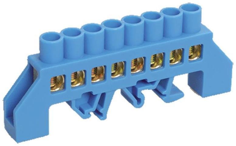 Rexant 11-2314 Шина "N" нулевая в комбинированном синем изоляторе на DIN-рейку 8x12 мм 8 групп [в упаковке 10, цена за 1 шт]